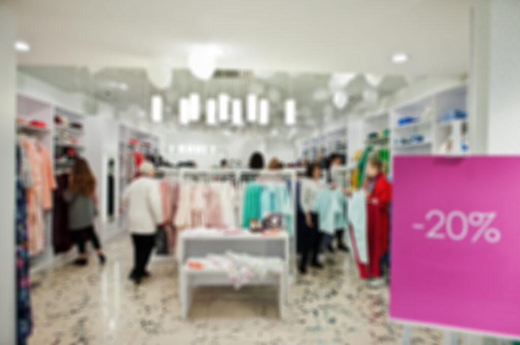 blurred or defocused background of clothing store boutique. 20 p